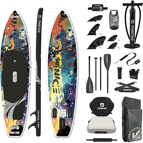iTAOSTAR Novelty 11'6" x 35" Inflatable Stand Up Paddle Board with Seat- Stable SUP Board for Adults - Portable Paddleboard for Yoga, Surfing, Fishing - Includes Full Accessories Kit