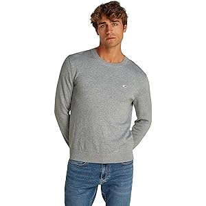 Tommy Jeans Tjm Slim Essential Light Sweater Pullover, Grey (Grey Htr), 3XL Uomo