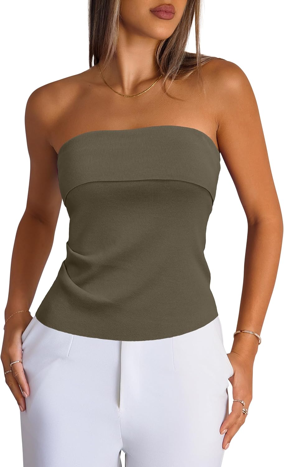 Arach&Cloz Women's Silk Blend Non See Through Non Slip Summer Spring Casual Tube Top 2026