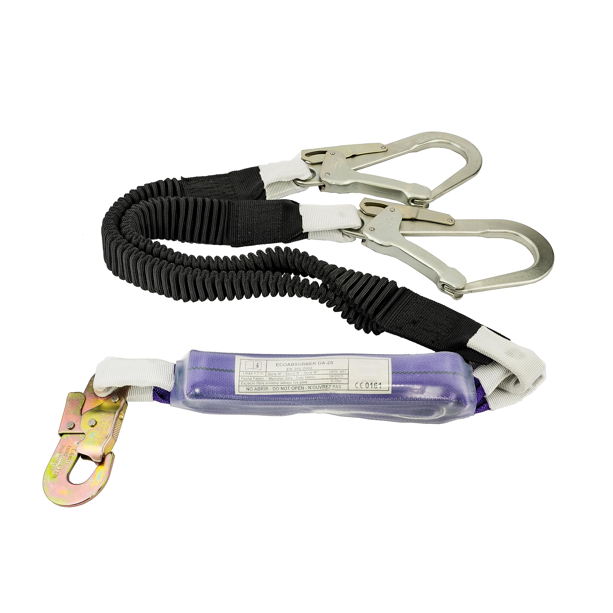 Cordino Anticaduta Con Assorbitore D'energia, 2 Metri, 3 Ganci Da 23KN E 25KN - Certificato CE EN355 EN362