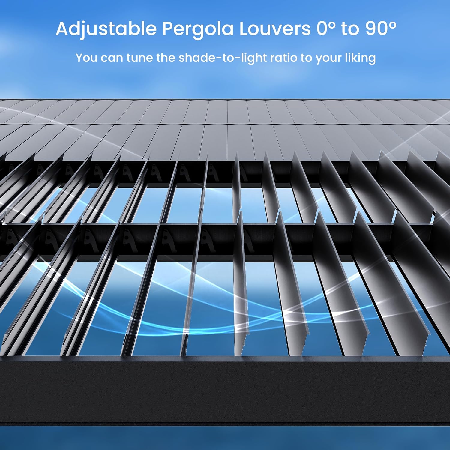 SUNBURY Louvered Pergola 12'X 24', Aluminum Outdoor Pergola with 4 Adjustable Roof, Waterproof & Rustproof Patio Shade Cover, Curtains and Nets, Sun Shade for Patio, Garden, Deck and Backyard, Black