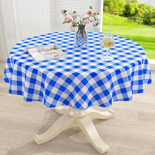 misaya Mantel redondo de vinilo impermeable, mantel con parte trasera de franela de búfalo, mantel de plástico lavable para cena, cocina, picnic (60