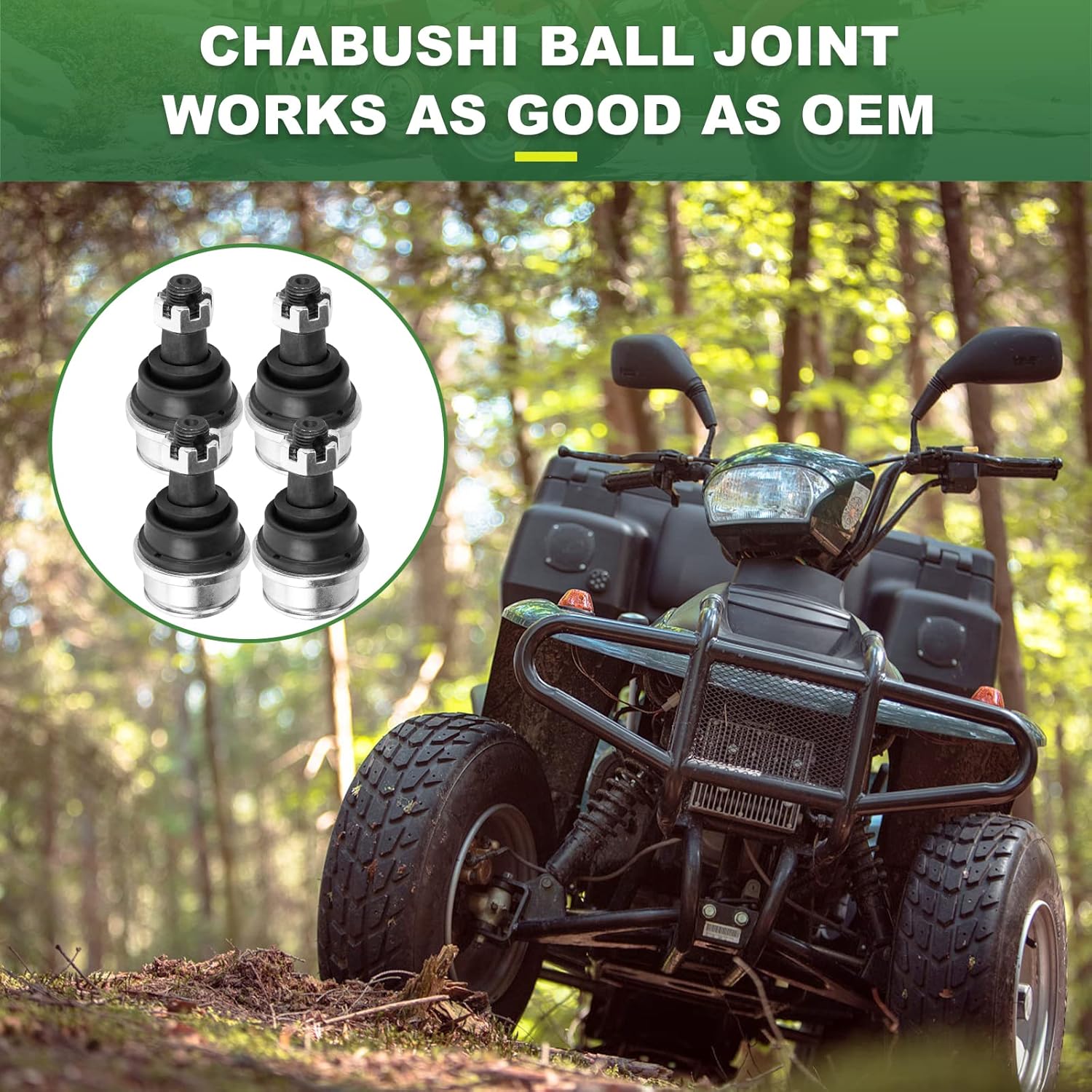 Upper/Lower Ball Joint Kit for Honda Rancher 420 TRX420, Foreman Rubicon 450 500 TRX450 TRX500, Rincon 650 680 TRX650 TRX680. 4pcs Ball Joint Assembly Replaces# 51375-HP5-601 51355-HN0-A01