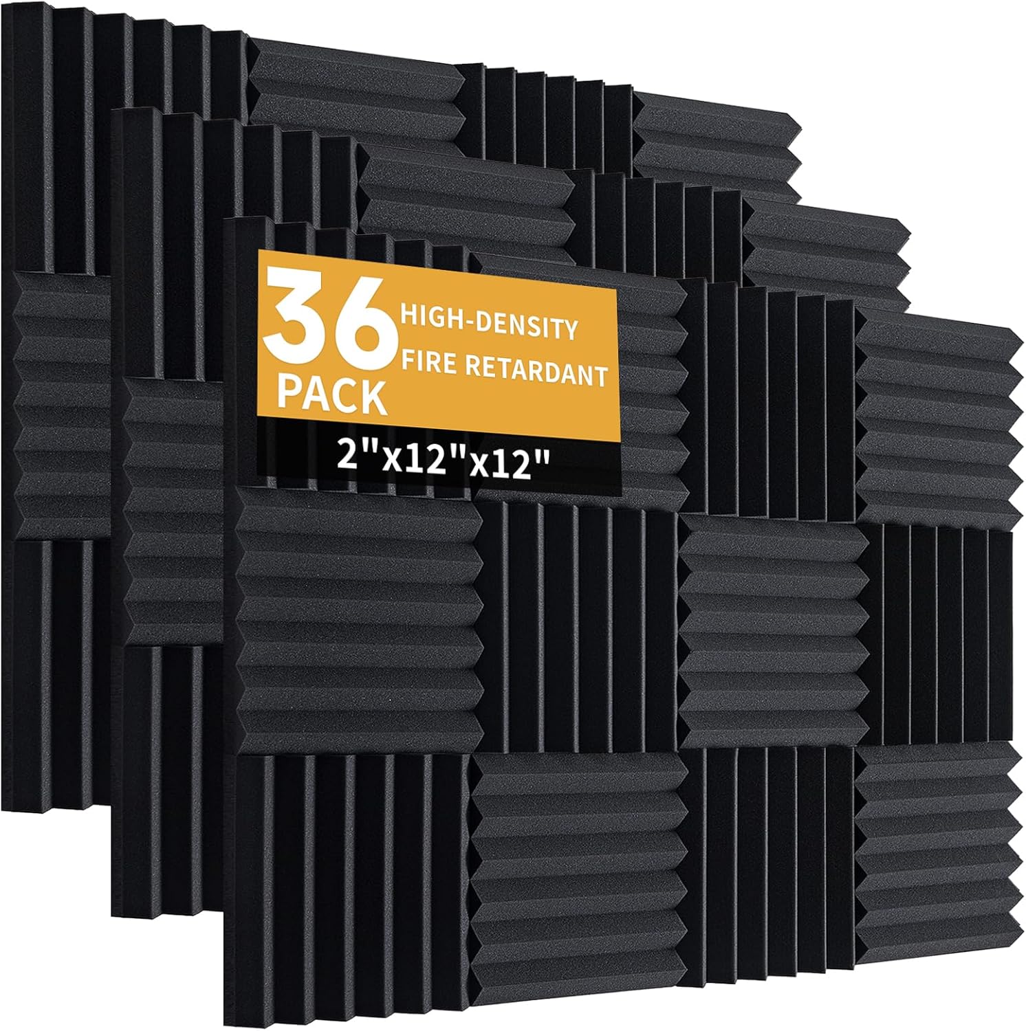 36 Pack Acoustic Panels, 12"x12"x1" High Density Sound Proof Foam Panels, Fire Resistant Sound Absorbing Panels for Recording Studio, Home Theater, Office, Gaming Room