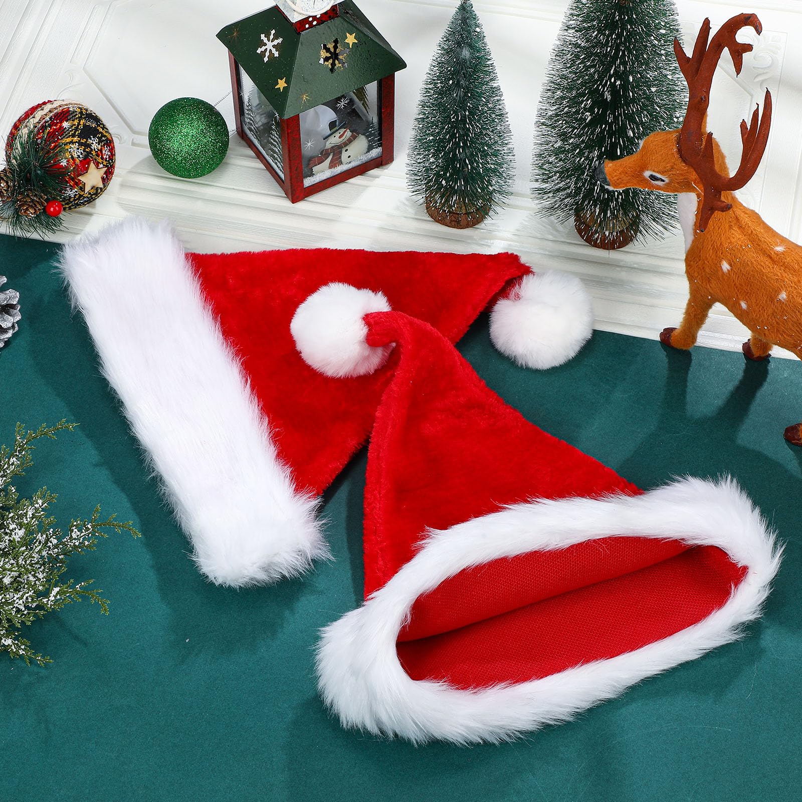 Hestya 2 Pcs Santa Hat Christmas Hat for Kids Boys Girls Children Christmas Hats Thicken Comfortable Velvet Santa Claus Hat Soft Plush Xmas Holiday Hat for Christmas New Year Theme(Red) - Image 4