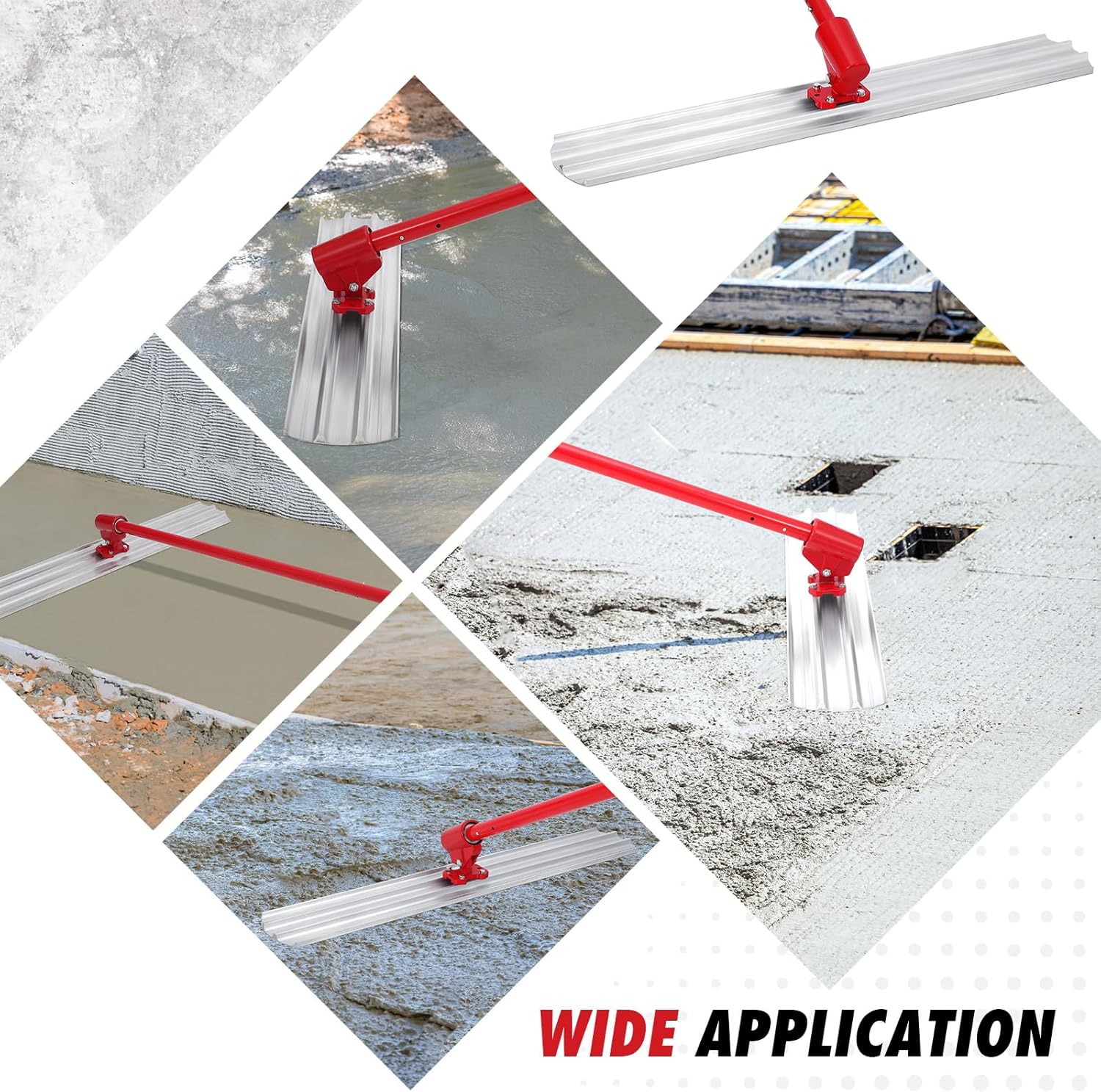 46"x8" Magnesium Bull Float for Concrete Finishing - Heavy-Duty Cement Smoothing Tool With Adjustable Handle Bracket