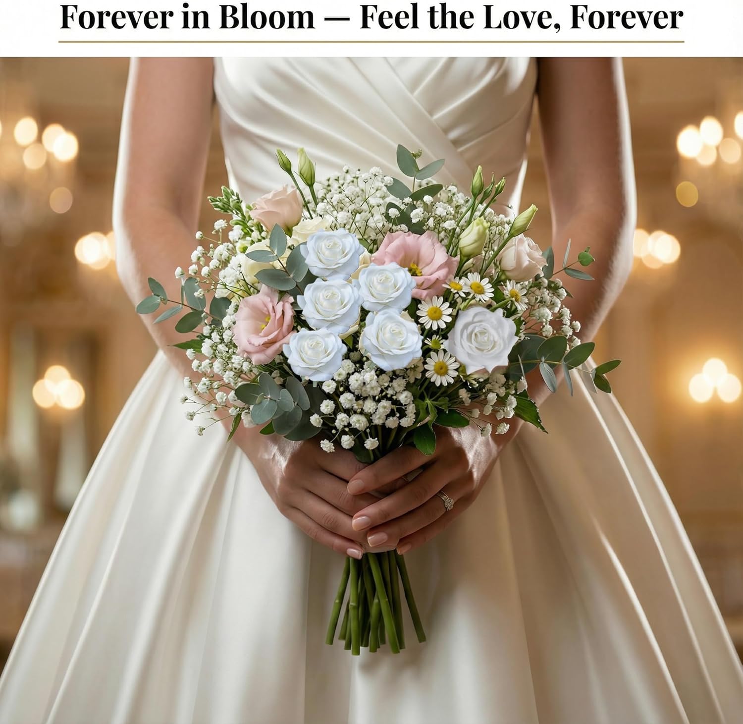 LINFEI Artificial Rose, 12PSC, Touch Artificial Flower Bouquet, Suitable for Various Parties, Weddings DIY and Home Decoration Bouquets, White