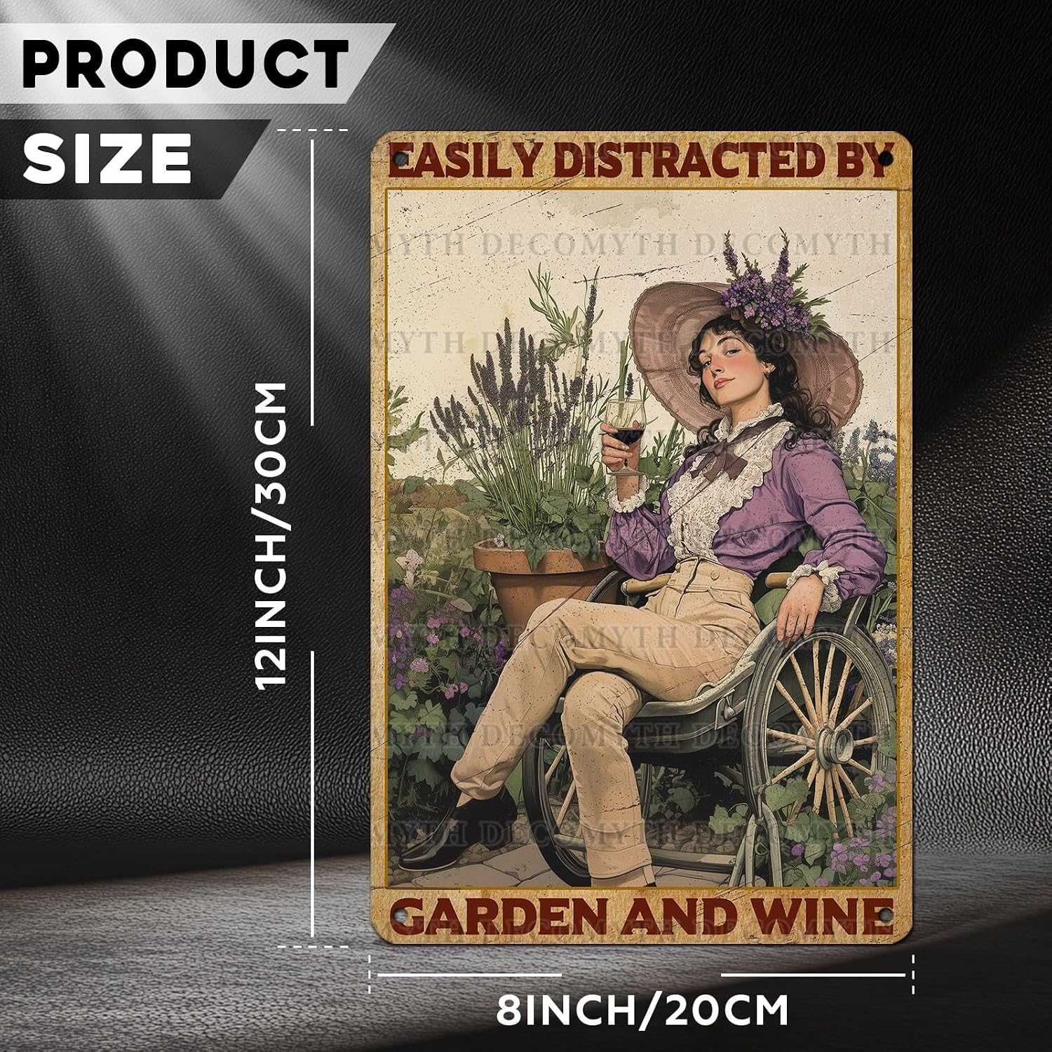 Retro Garden Tin Sign Easily Distracted By Garden and Wine Vintage Metal Poster Funny Wine Lovers Wall Art Man Cave Bar Cafe Outdoor Plaque 12 * 8inch image 4