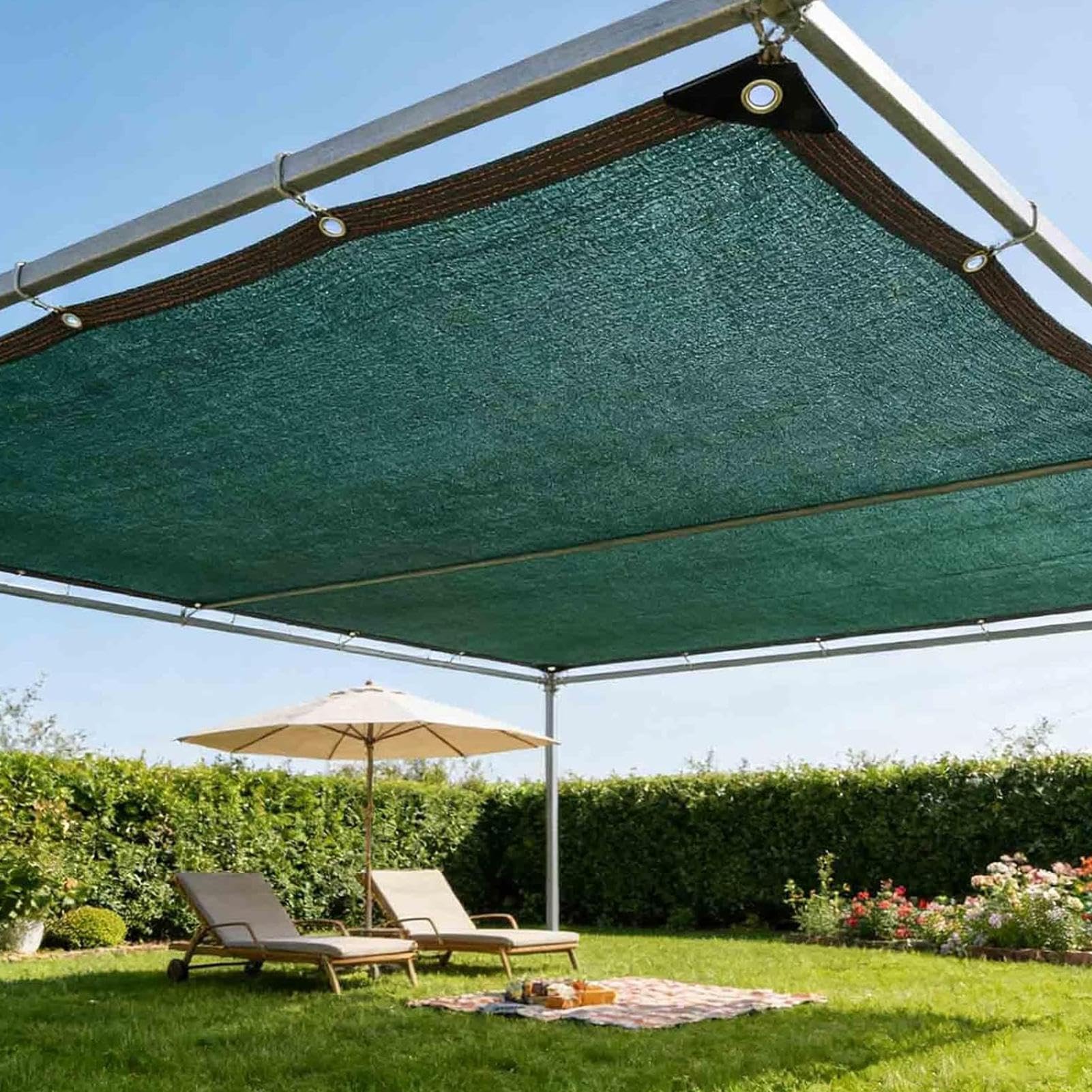 Malla de Sombreo para Plantas Grande Resistente Transpirable Con Ojales | Sombra Plantas Jardín Para Patios Exteriores, Jardines, Balcones, Parterres, Invernaderos, Gallineros y Casetas para Perro