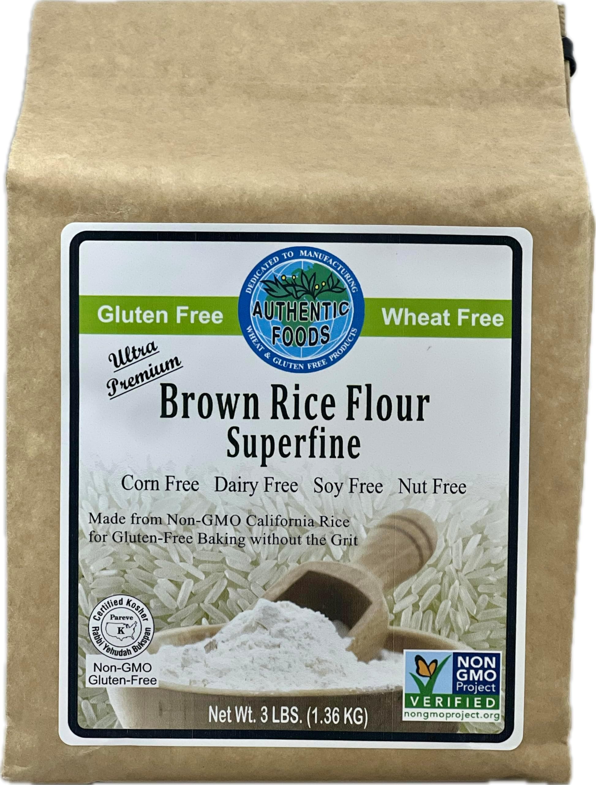 Authentic Foods Superfine Brown Rice Flour 3lb Grocery