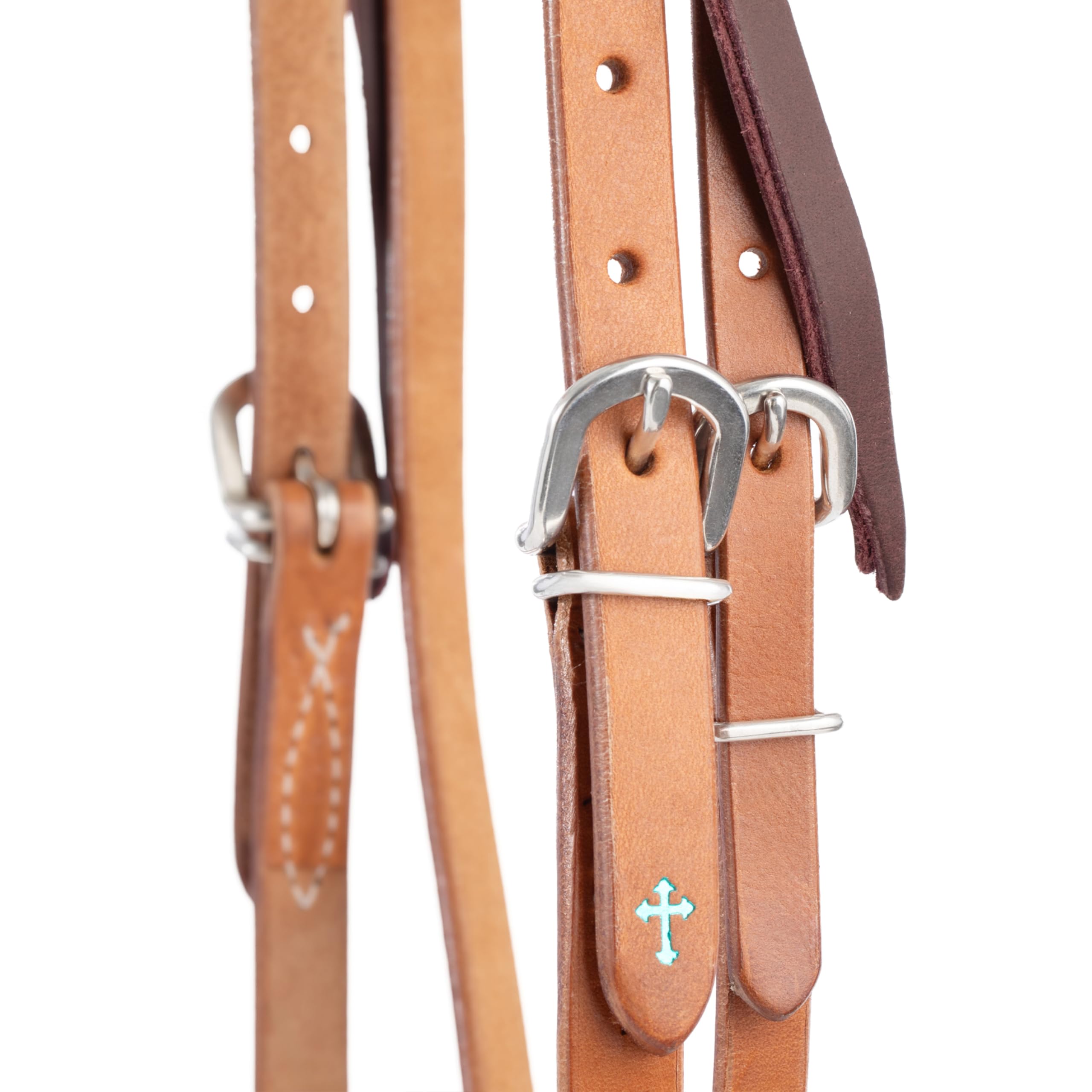Turquesa Cruz 45 – 0151 – Piel frontalera para Caballo tamaño Headstall, Caballo, Aceite Ligero