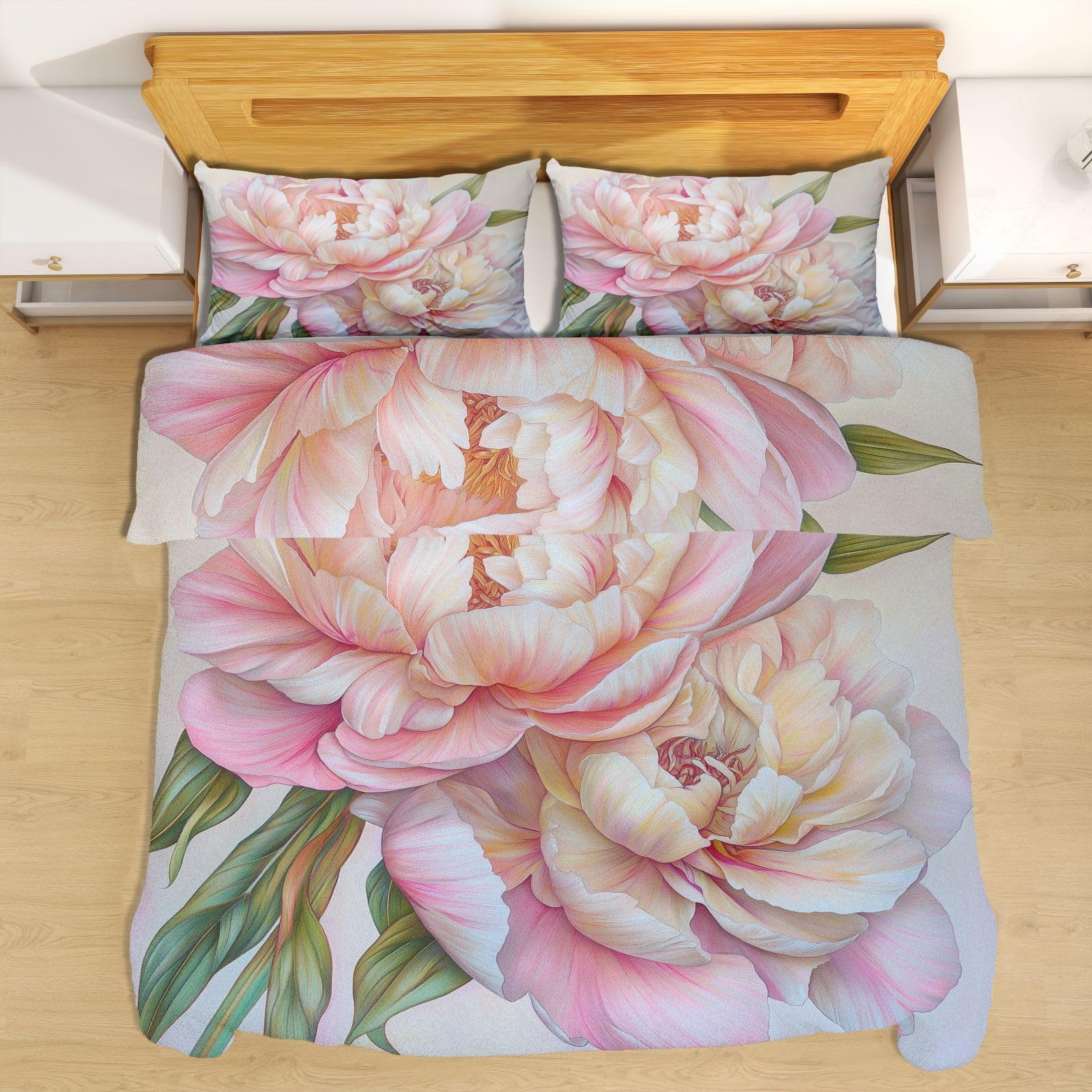 Parure de lit fleur pivoine 200x220 créez un cocon de douceur