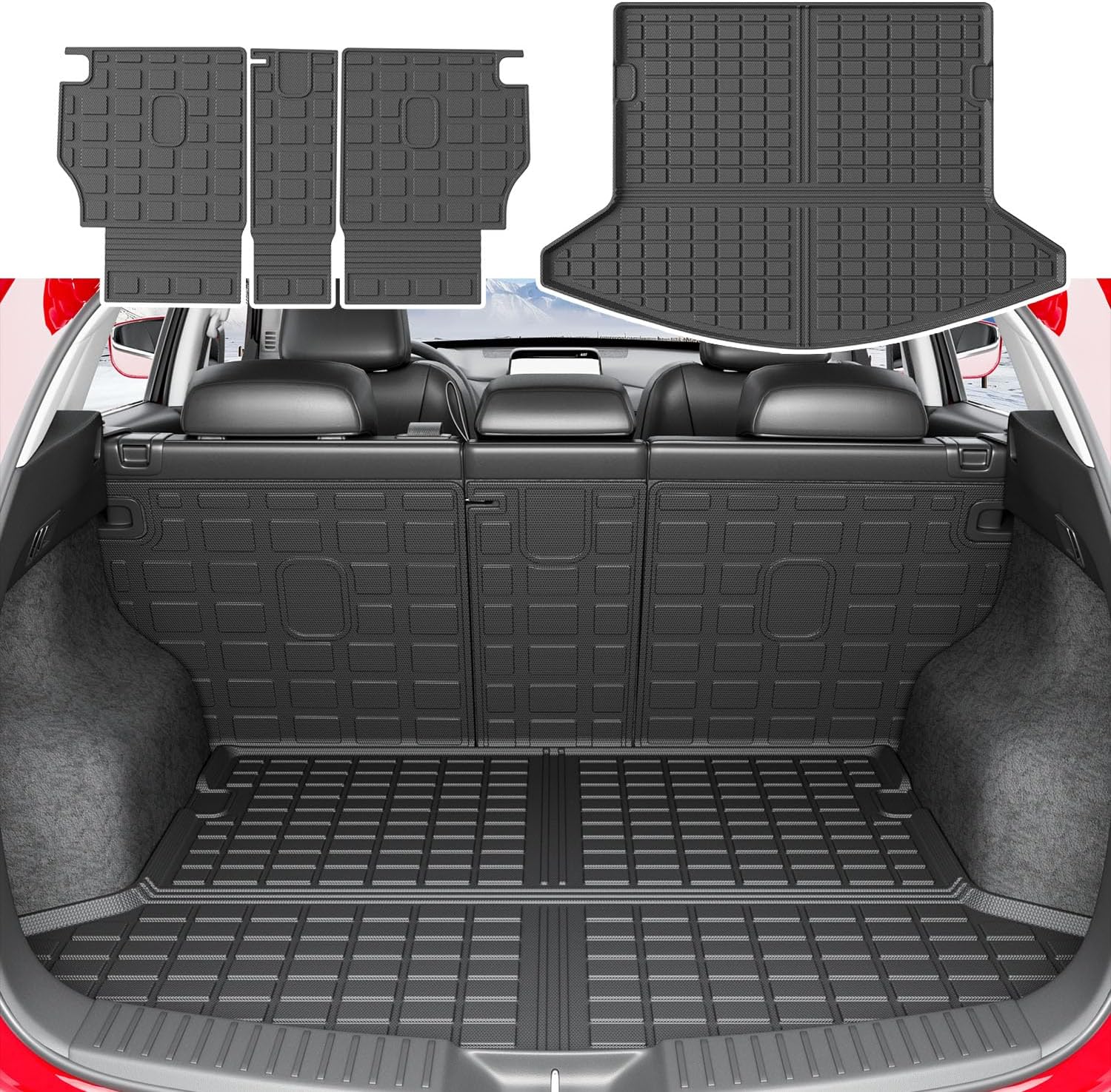 Cargo Liner Compatible with 2017-2022 Mazda CX-5 Trunk Mat TPE Back Seat Protector Replacement for 2017-2022 Mazda CX-5 Accessories (Compatible with 17-22 CX5, Cargo Mat+Backrest Mat)