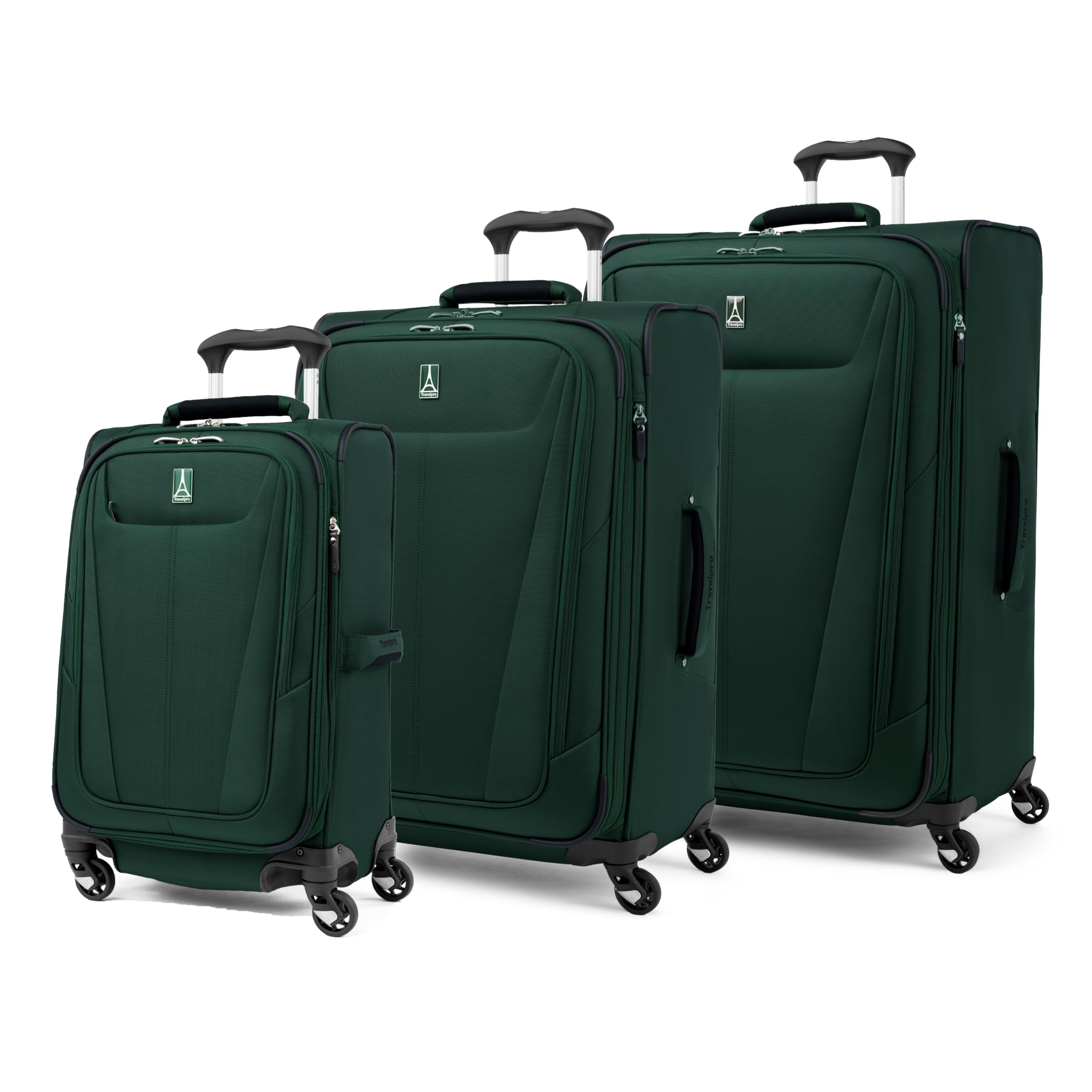 Travelpro Maxlite 5 Softside Expandable Luggage with 4 Spinner Wheels, Lightweight Suitcase, Men and Women, Forest Green, 3-Piece Set (21/25/29)
