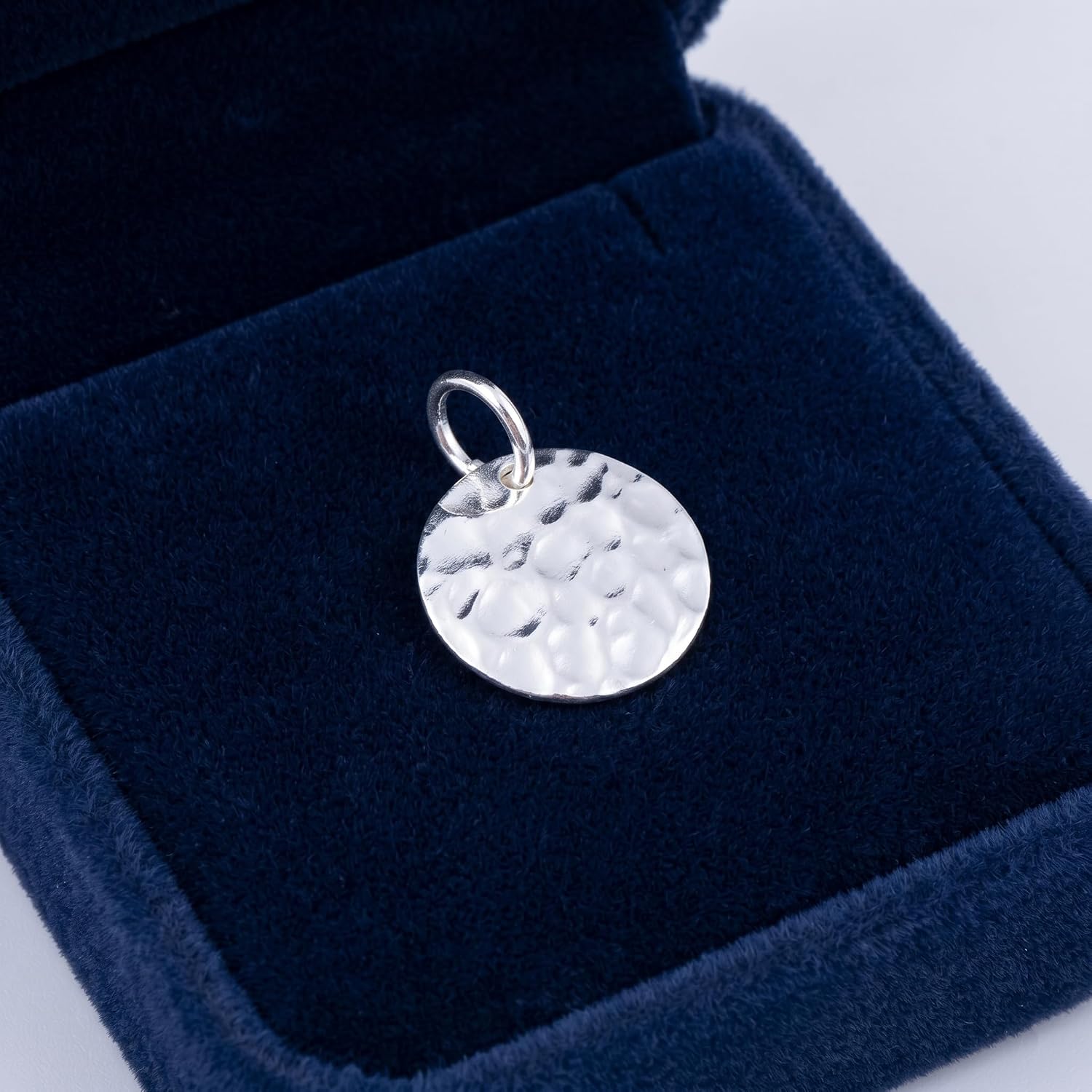 Sterling Silver Disc Hammered Dot Embossed Necklace Bracelet Charm Pendant