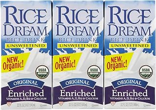 Yuaben Dream Organic Unsweetened Rice Drink, 32 oz Shelf-Stable 3-Pack - Vegan Dairy-Free Rice Milk Alternative