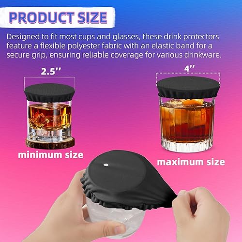Miniatura 2 de Paquete de 15 fundas elásticas universales para bebidas, protector de bebidas para mujeres con agujero para popote y banda elástica lavable de