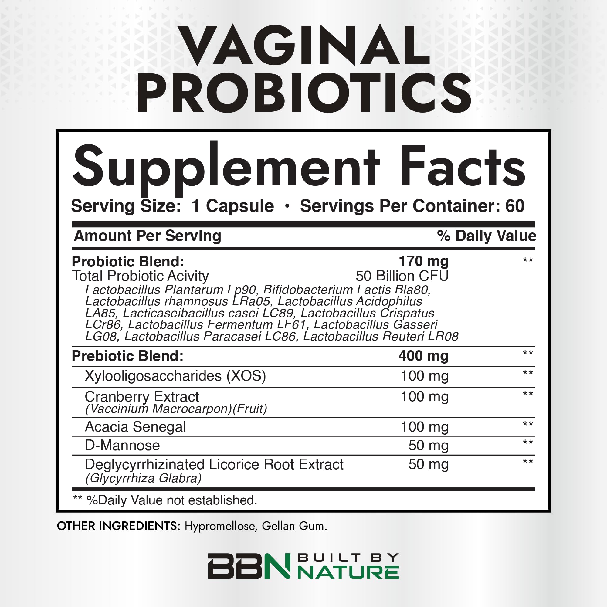 Built by Nature Vaginal Probiotics for Women – pH Balance & Feminine Health with Prebiotics, Lactobacillus & Cranberry Extract – 50 Billion CFU – Support UT, Vaginal Odor & Flora – 60 Capsules — Amazon image 2