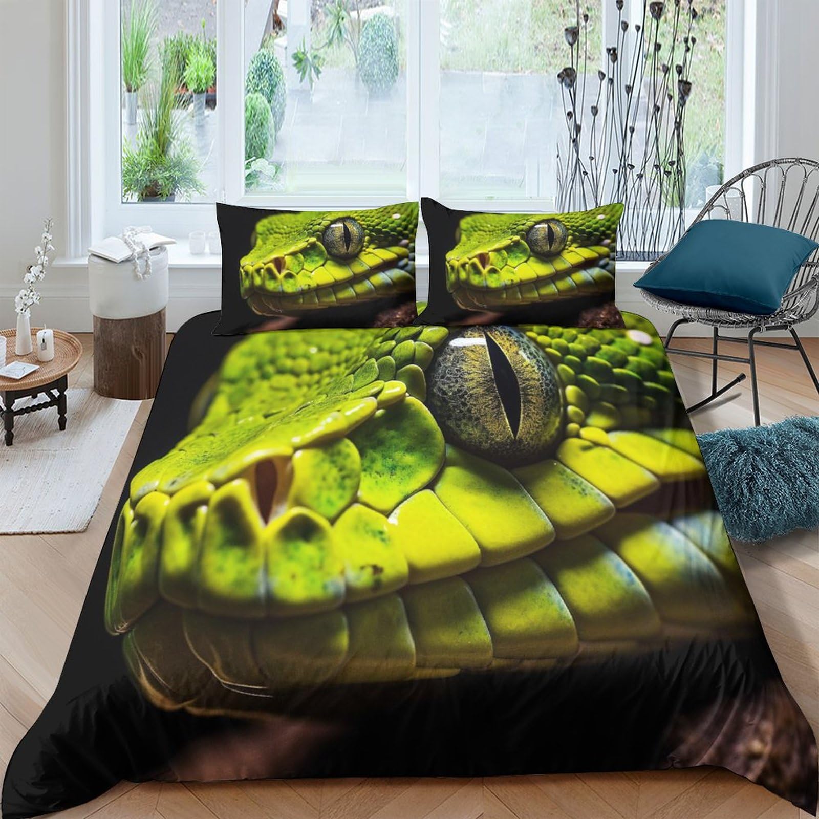 Parure de lit serpent avec fermeture à glissière pratique et microfibre respirante 200x200