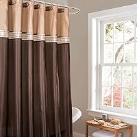 Lush Decor Terra 72x72 Beige & Brown Fabric Shower Curtain - Modern Glam Neutral Bathroom Décor