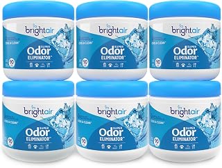 Bright Air Super Odor Eliminator Gel, Cool & Clean Scent, 14oz Case of 6, Lasts 90 Days, Natural Essential Oils for Home & Office