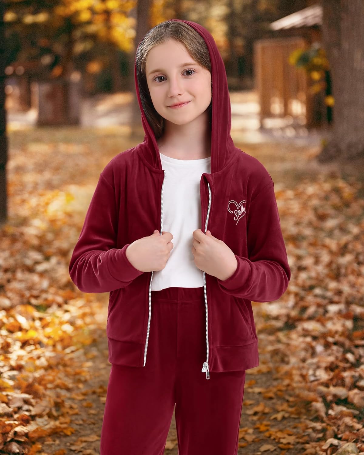 Stelle Girls Velour Tracksuits 2 Piece Sweatsuit Outfit Zip Up Hoodie and Jogger Sweatpants Athletic Clothing Sets - Image 6