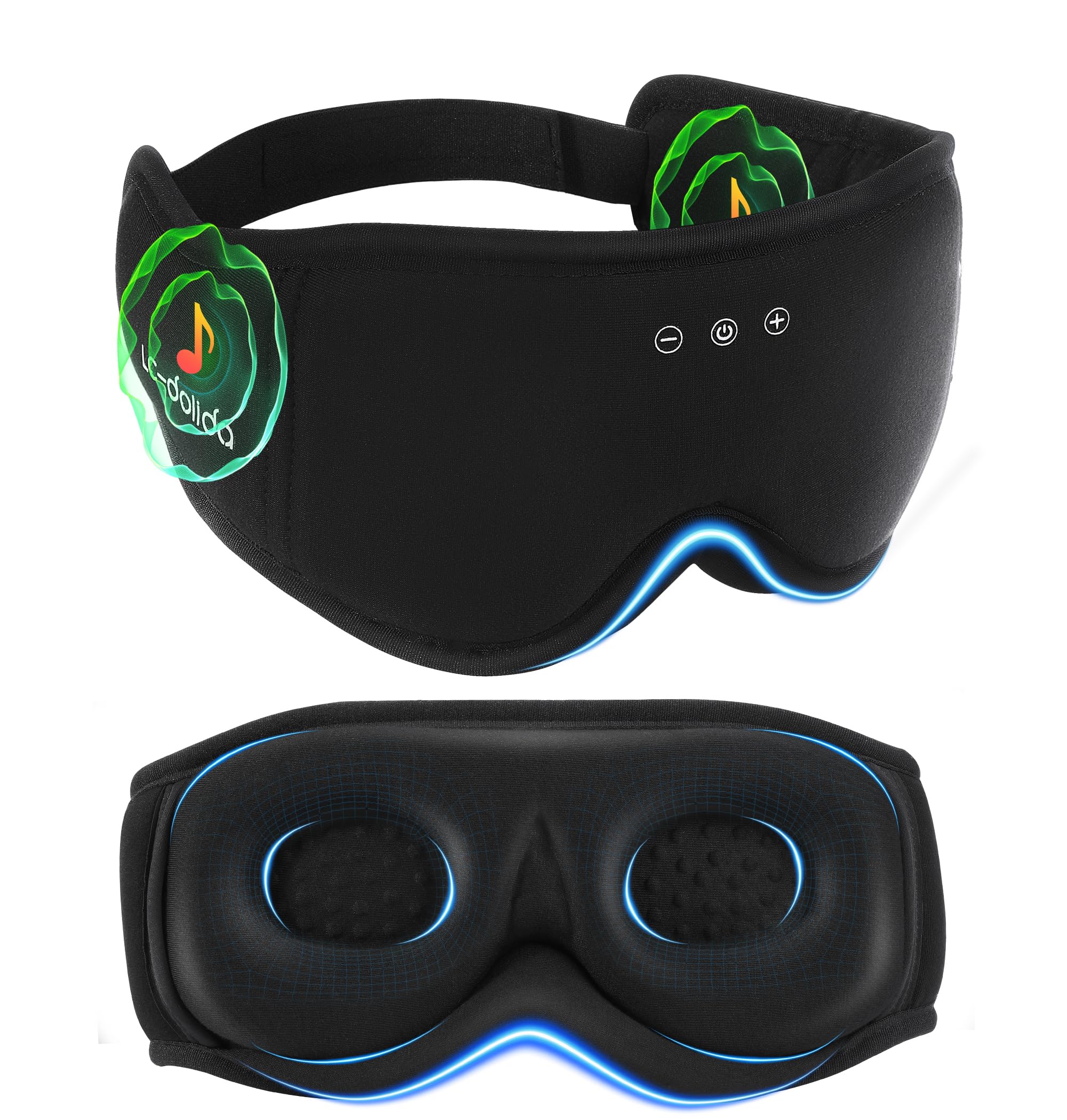 BambooCotton 3D Bluetooth Sleep Mask, LC-dolida 2025 New Sleep Headphones, Wireless Comfort, Sustainable Luxury for Better Sleep