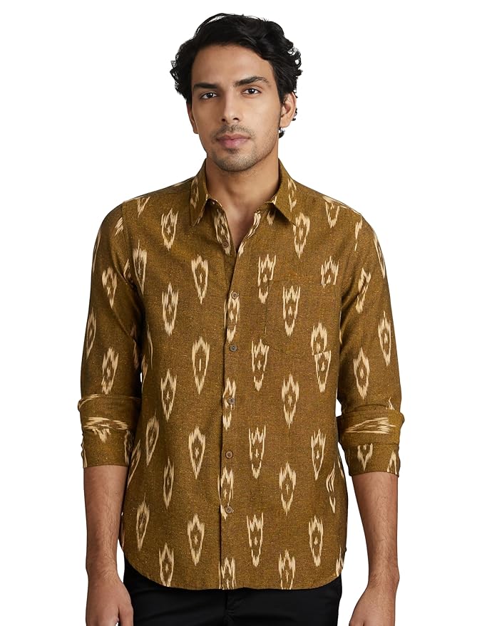 Symbol Men's Solid Regular Fit Cotton Ethnic Shirt