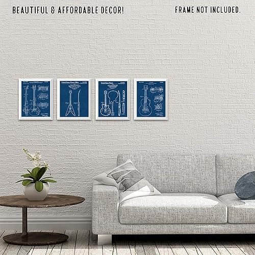 Miniatura 9 de Classic Strings Guitar Patent Prints, 4 (8x10) Unframed Photos, Wall Art Decor Gift for Home Gibson Office Studio Sound Workshop Garage School