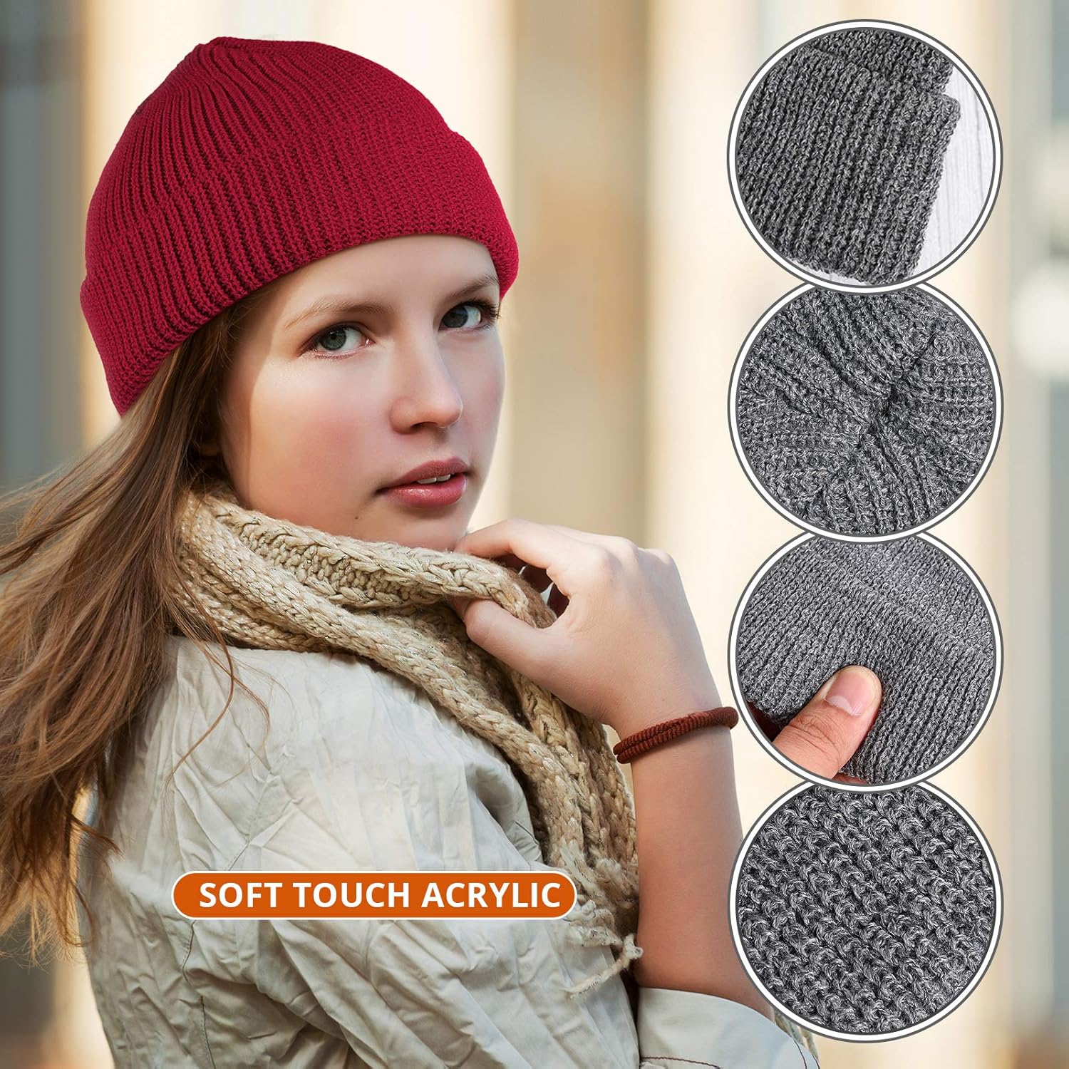 Geyoga 12 Pcs Trawler Beanie Hats for Men Fisherman Roll up Short Cuff Knit Beanie Bulk Winter Watch Cap for Men Women - Image 2