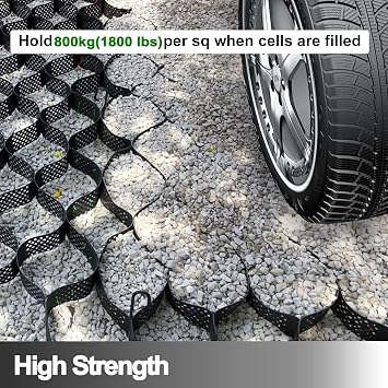Grass Grid,Permeable Plastic Driveway Grass Grid Expandable Pea Gravel Ground Grid for Tough Pathway Stabilization Garden Outside Pavers (2 inch Tall 6.5ft 20ft Wide)