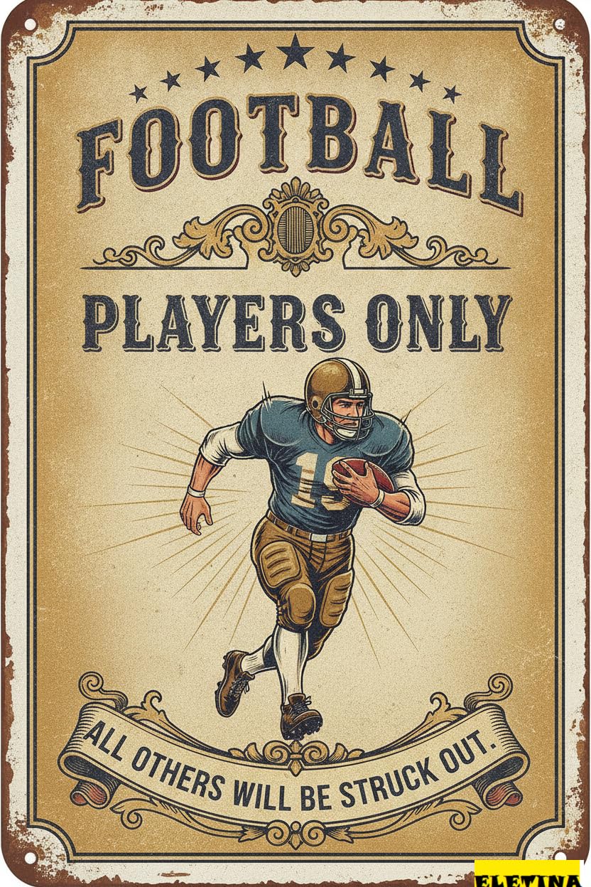 Personalized Sign for Man Cave Football Room Decor Boys-football Posters Boys Bedroom,football Players Olny Tin,football Gifts Boy 8x12inch Private Property Decorative