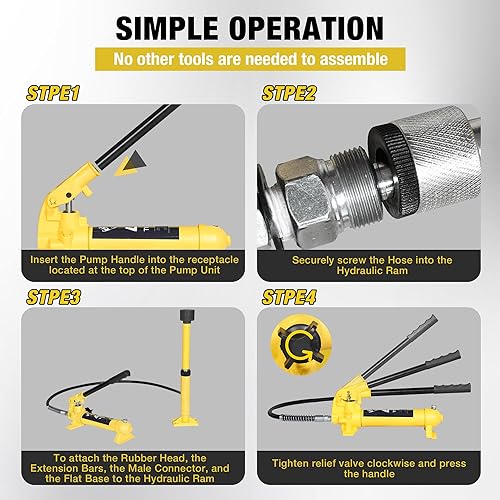 Miniatura 7 de Porta Power Kit de 4 toneladas hidráulico Auto Body Jack Ram Herramientas de reparación de marco portátil Kits de gato de coche Juego de taller con