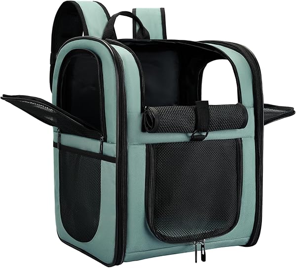 Apollo Walker Cat Carrier i Dog Carrier, Dla Dużych i Małych Kotów (2-15 kg), Oddychający Siatkowy Transporter Dla Zwierząt, Idealny na Wędrówki, Podróże i Zajęcia na świeżym Powietrzu(niebieska) | Oddychająca siatka, stabilne dno, przestronne wnętrze, wyściełane plecy, szerokie szelki, klips zabezpieczający