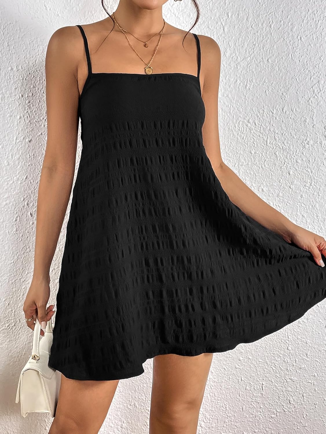 SweatyRocks Women's Spaghetti Strap Dress Backless Mini Dress Casual Sun Dresses for Women - Image 3