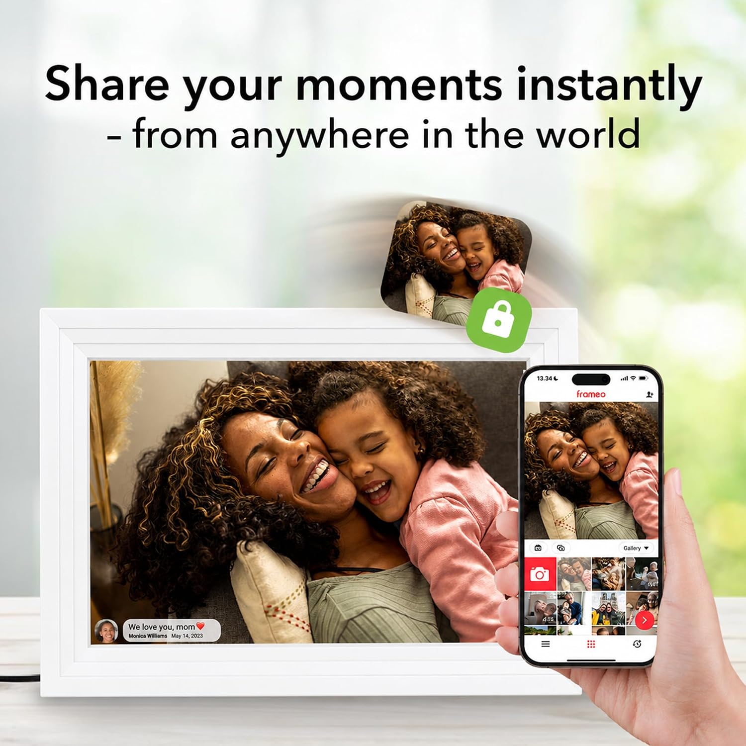 10.1 Inch Digital Photo Frame WiFi Instant Photo Sharing for Family | Instant Photo & Video Sharing,1280x800 HD IPS Touch Screen, 32GB Storage, SD Card Support, Private Sharing & Gift for Parents