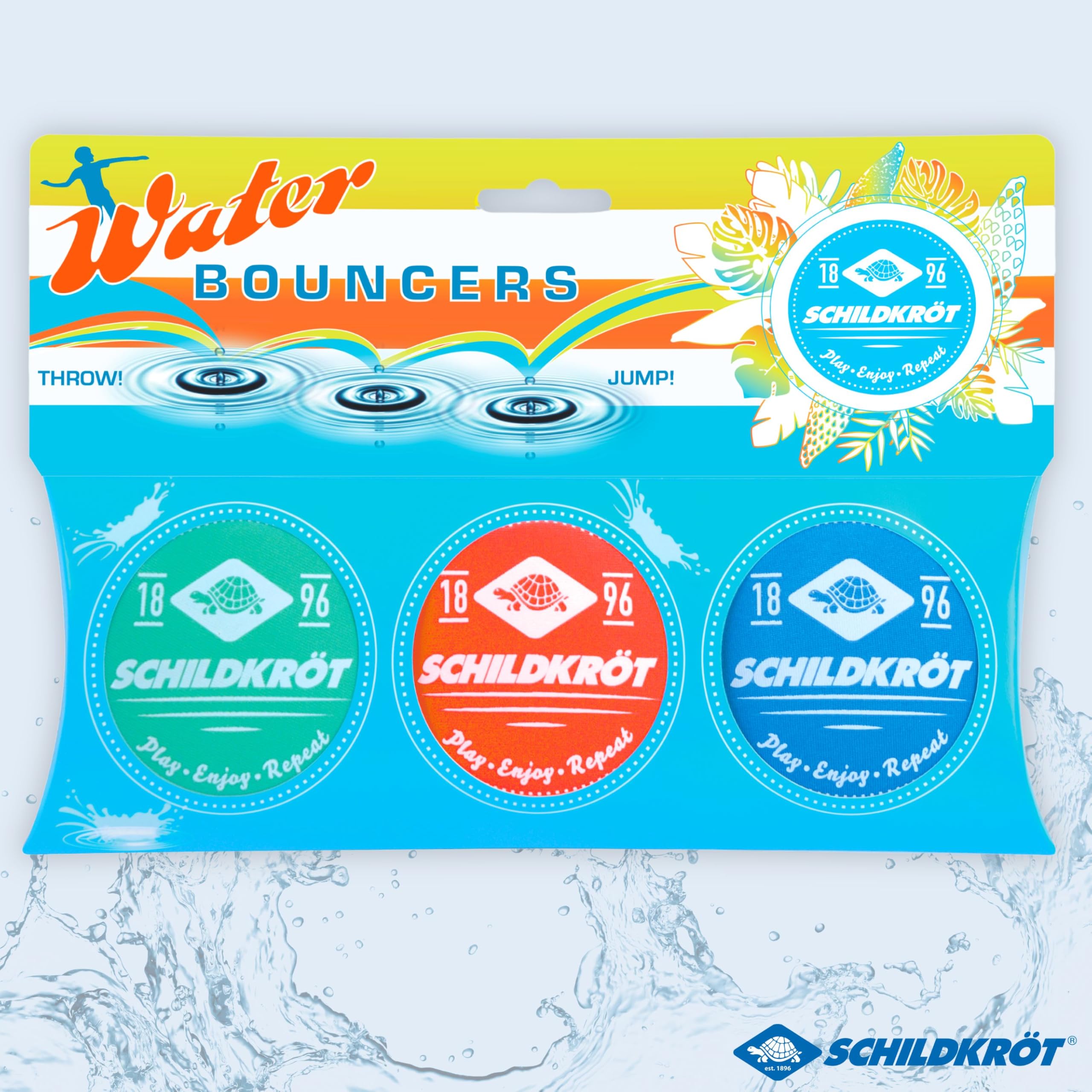 Schildkröt Neopren Water Bouncers I 3 wypełnione silikonem poduszki neoprenowe Ø 7 cm I skakanie, skakanie i pływanie na powierzchni wody I ogromna zabawa dla dzieci i młodzieży w basenie, na świeżym
