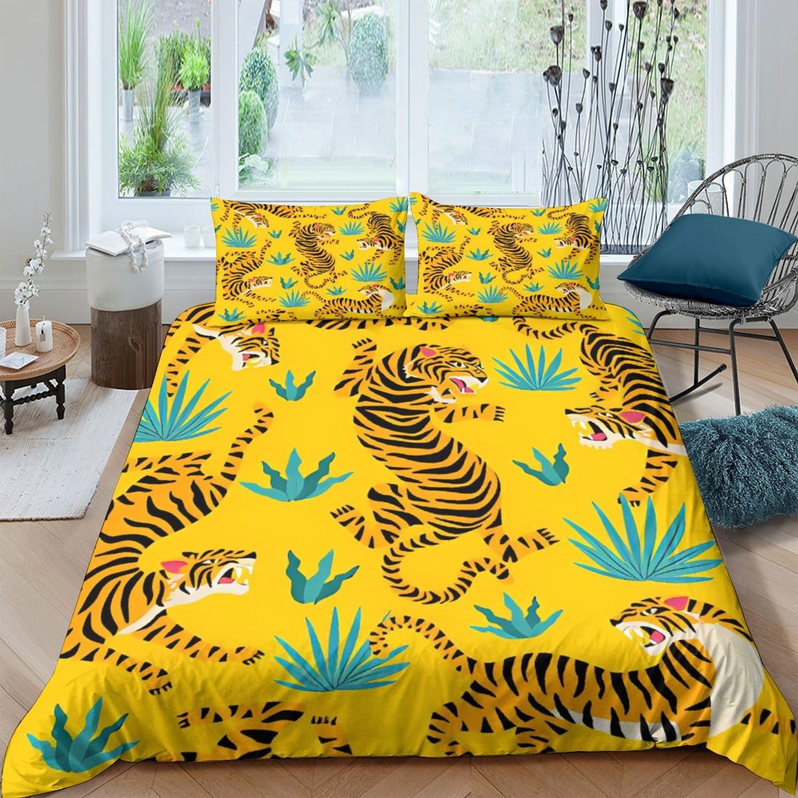 Housse de couette tigre de Sibérie à fermeture éclair lit sans pli facile à laver