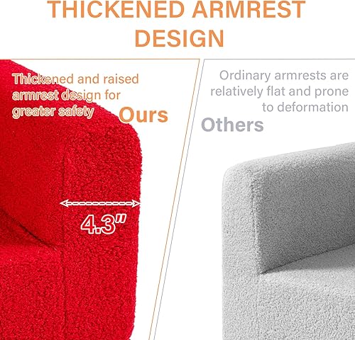 Miniatura 47 de Tiita Silla infantil de felpa para niños, sofá de felpa que brilla en la oscuridad, sofá para niños pequeños con funda lavable, asa de transporte,