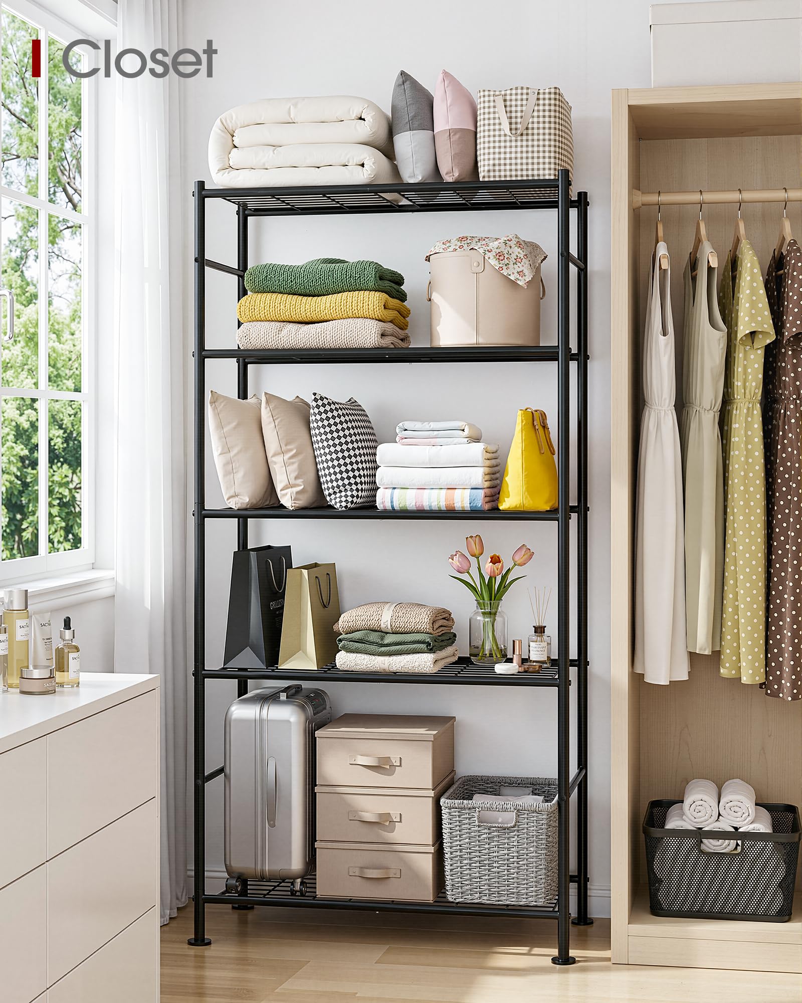 Sakugi Storage Shelves - 5 Tier Shelf Organizer, Heavy Duty Garage Shelving Unit — product photo