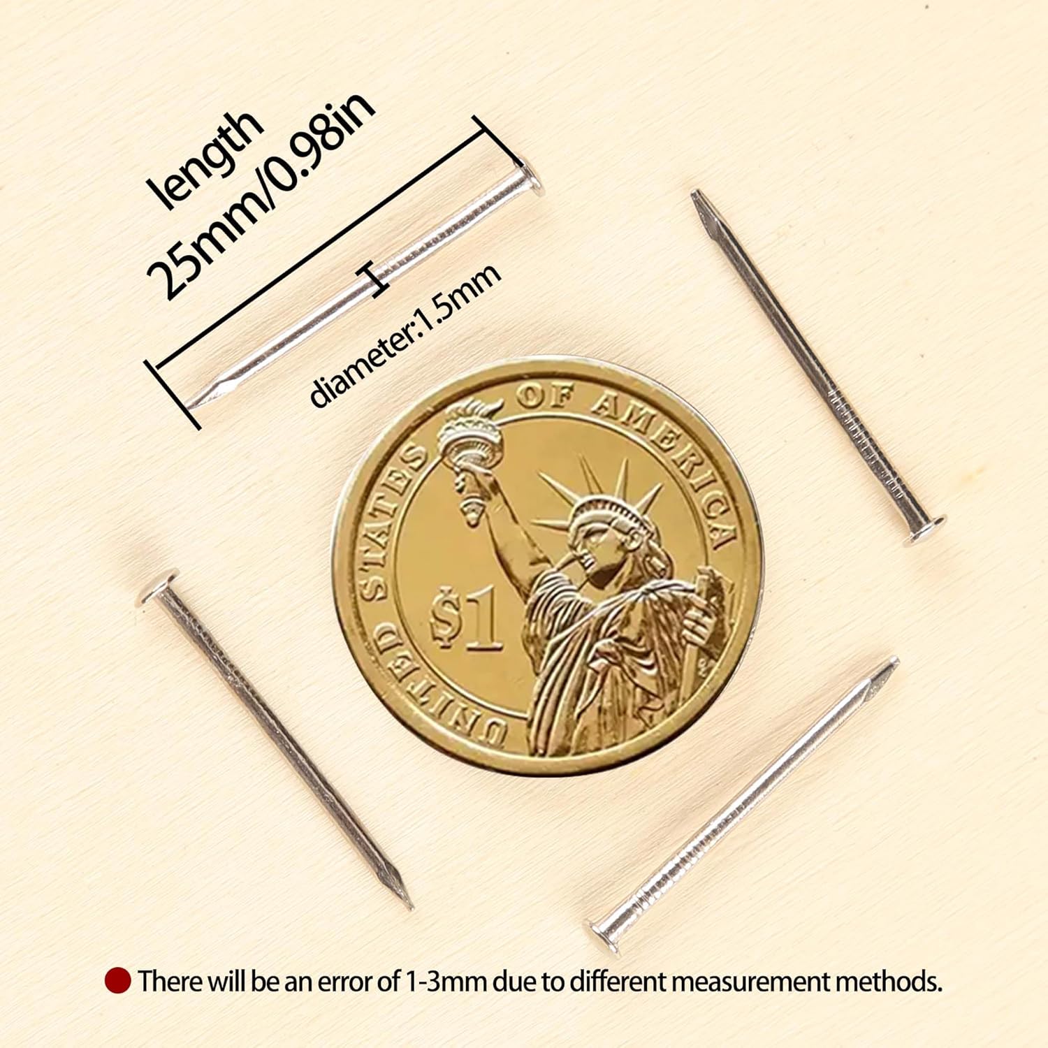 newlng 500pcs Small Nail Round Head Tiny Nails String Art Nails Hand-Made Hardware Accessories Fasteners Mini Nails 1.5mm X 20mm/0.06"X0.8"(DXL) Silver