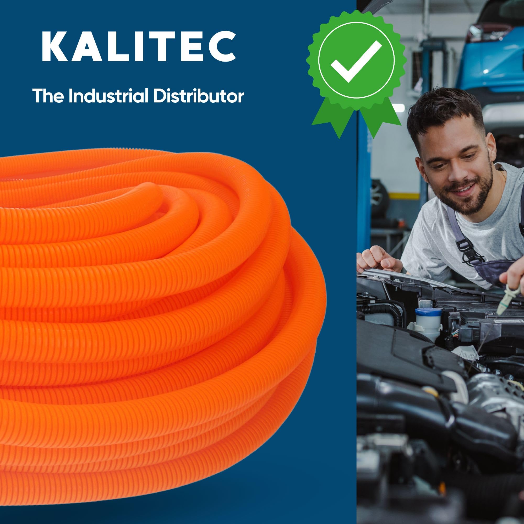 Kalitec Tubo Corrugado PPmod NW 22 de 50 m, Canal de Cable, Naranja | Tubo protector de polipropileno flexible sin ranurar, resistente a qu micos y temperatura para protecci n de cables