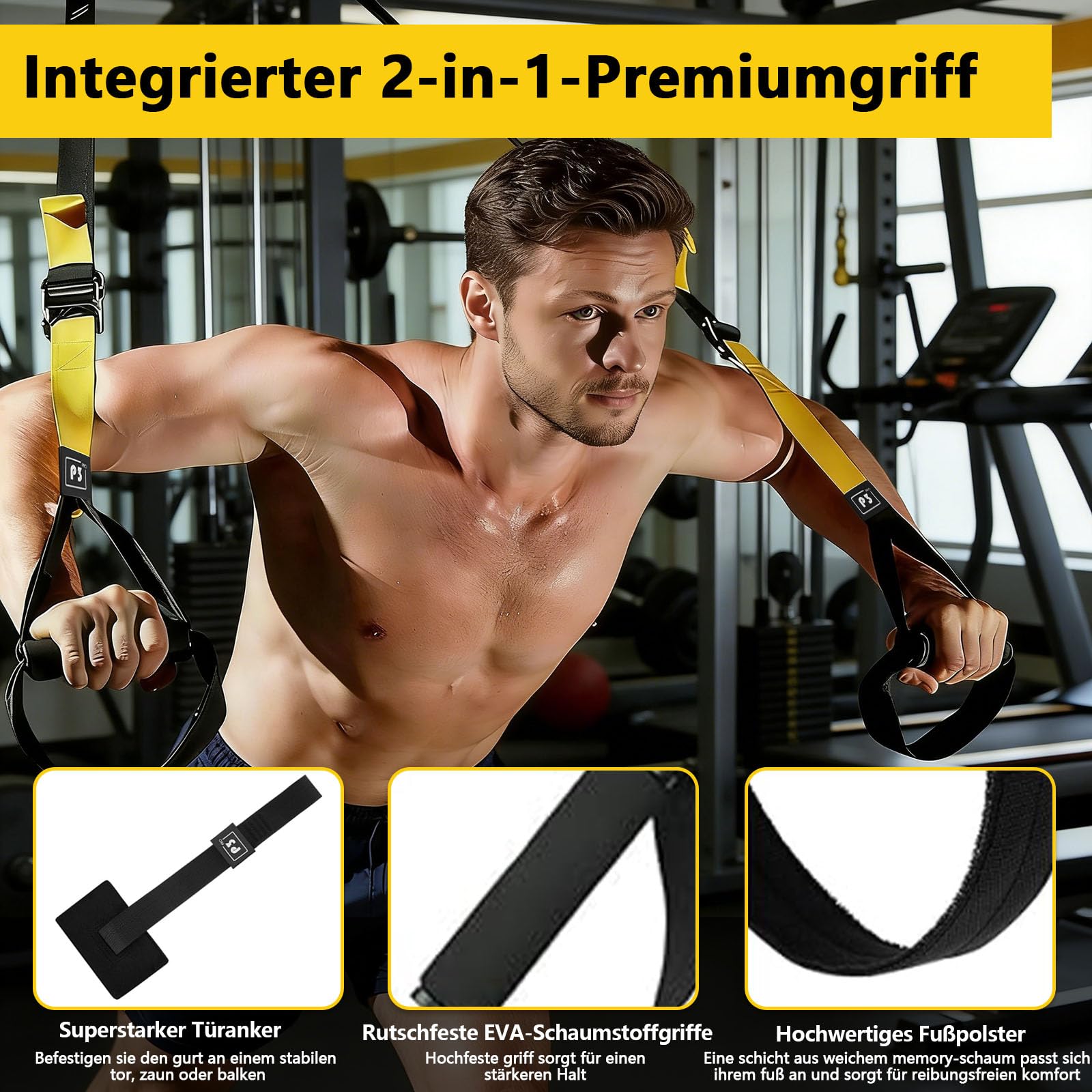 Entraîneur en boucle avec ancrage de porte et sangle de fixation, ceinture d'entraînement en suspension équipée d'un Dai allongé, sac de rangement pour la maison, l'extérieur et les voyages