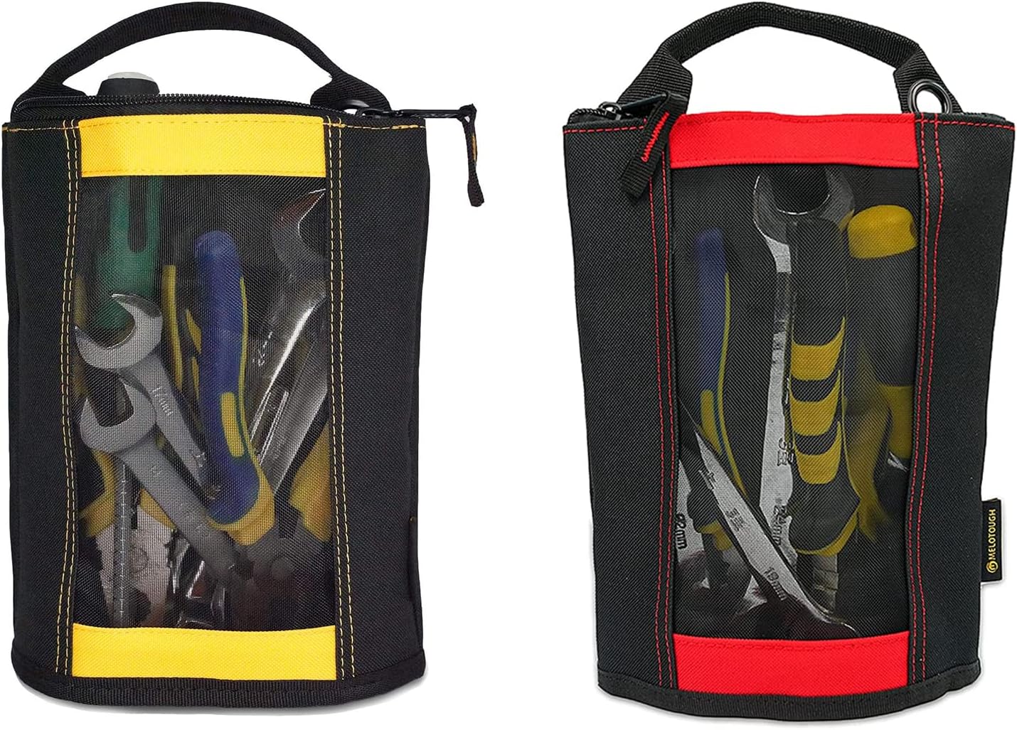 MELOTOUGH Fastener Bag Utility Canvas Zipper Tool Bag Heavy Duty Mesh Window, Hanging Grommets