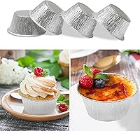 Vista 7 de Tazas de papel de aluminio para hornear, Ramekin desechables de 2.4 onzas, forros de papel plateado para cupcakes, 200 piezas de aluminio