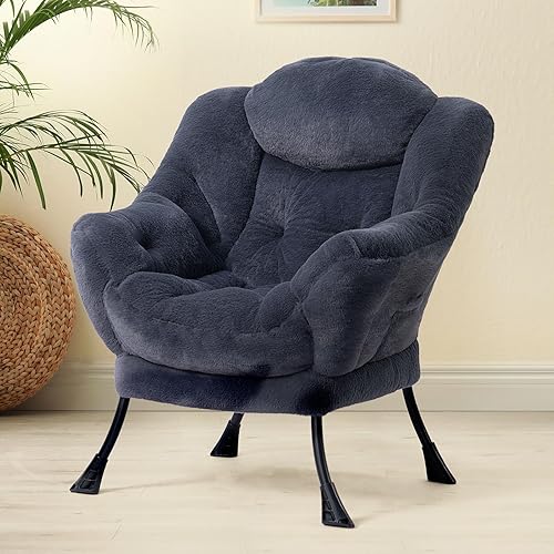 Miniatura 107 de HollyHOME - Silla perezosa grande de tela para sala de estar, silla de lectura, acogedora silla de descanso con reposabrazos, sofá de ocio, color