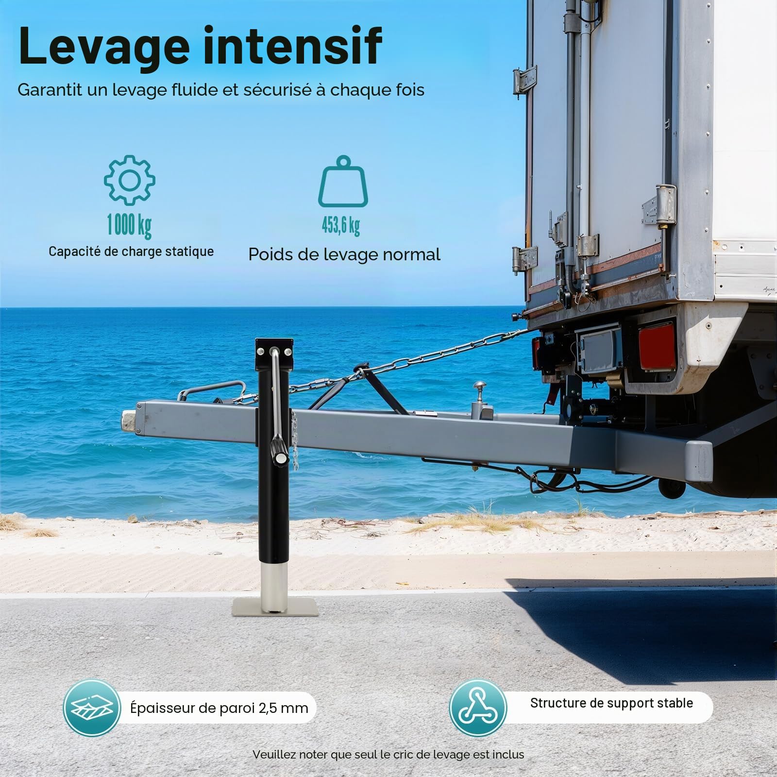 2 pièces Support de remorque, support de remorque extensible, supports de stationnement, capacité de charge 907 kg, 45-71 cm réglable, support pour pelle, pied de support pour caravane
