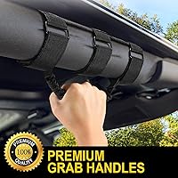 Vista 3 de moveland Paquete de 2 asas de agarre de barra antivuelco, asas de agarre de paracord negro para Jeep Wrangler JL, JK, TJ, YJ y Jeep Gladiator