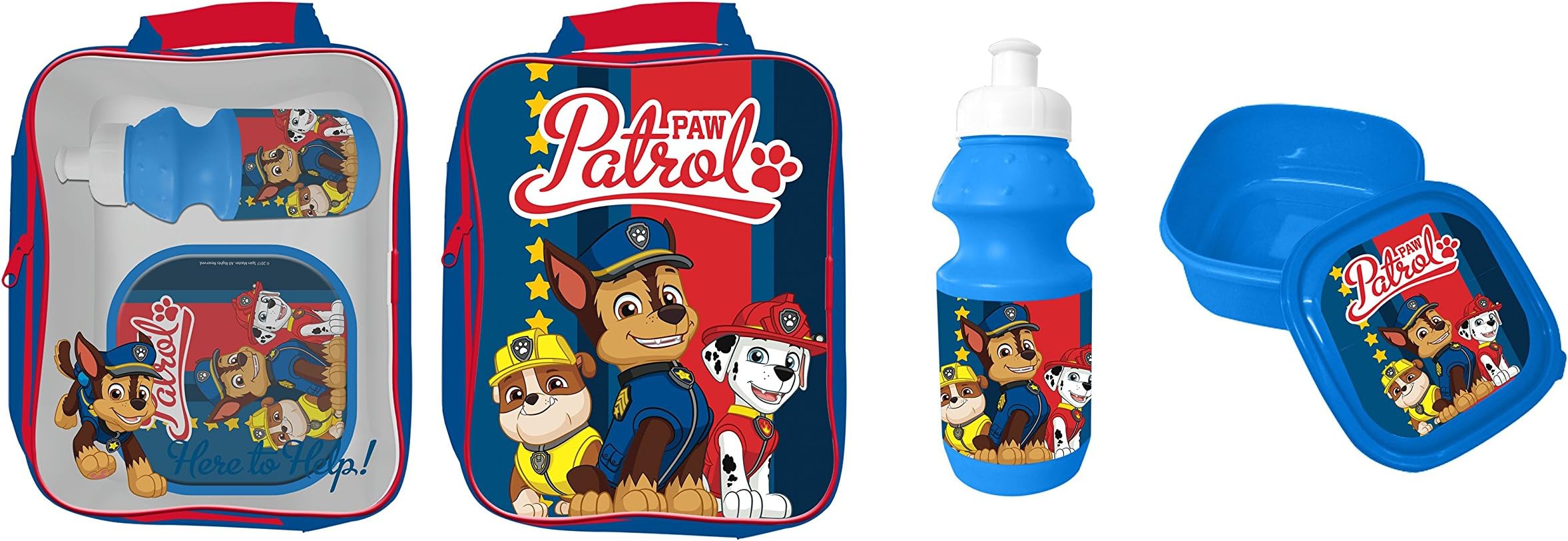 KrishwearKids Boys Girls 3pc Character Lunch Box Bag And Sports Bottle (Paw Patrol Boys)