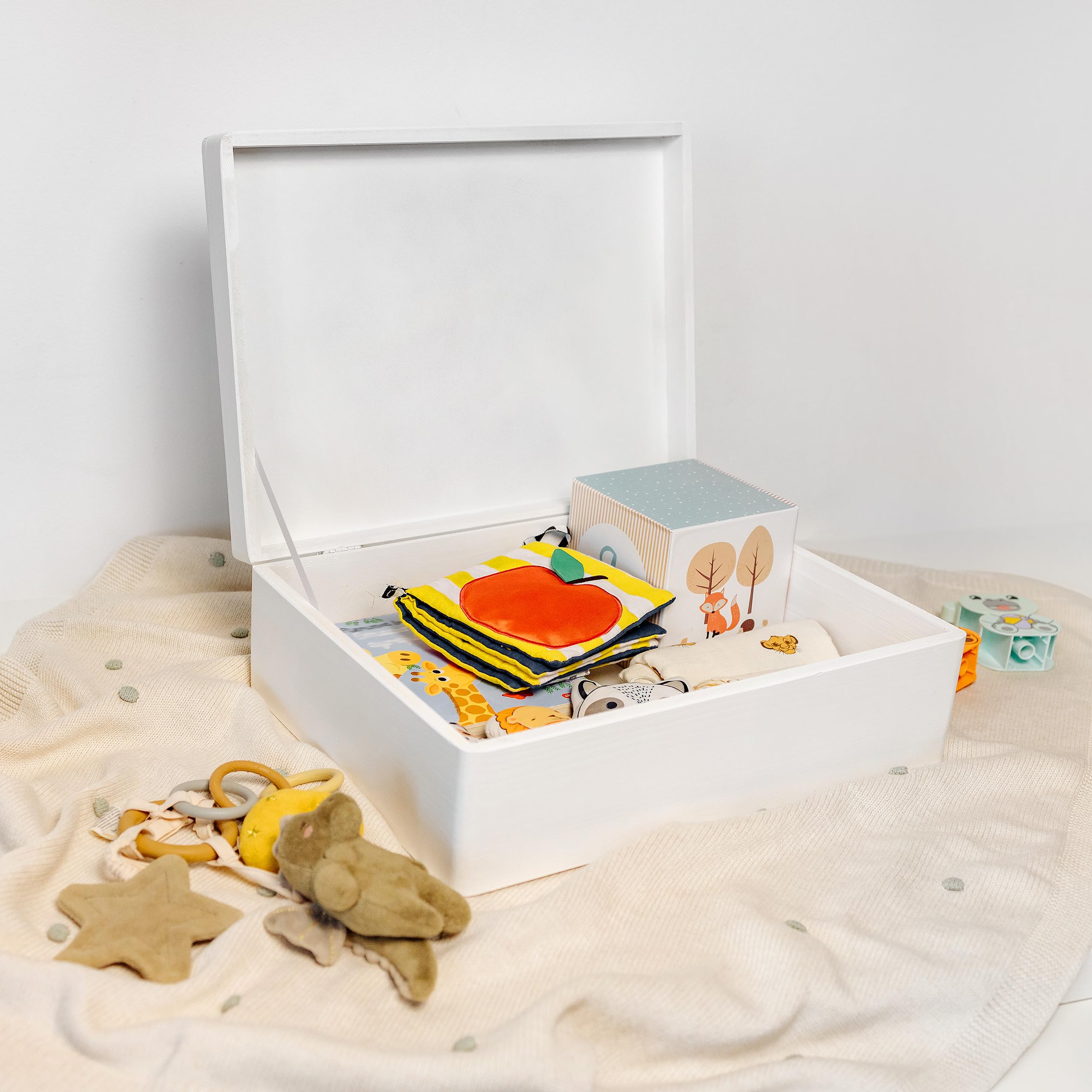 Creative DECO Blanca Caja de Recuerdos Personalizada para Bebés/Regalo | Nacimiento Personalizado con Nombre | Minimalista Estrellas | Cajas de Madera Personalizadas para Niños | para Niño y Niña